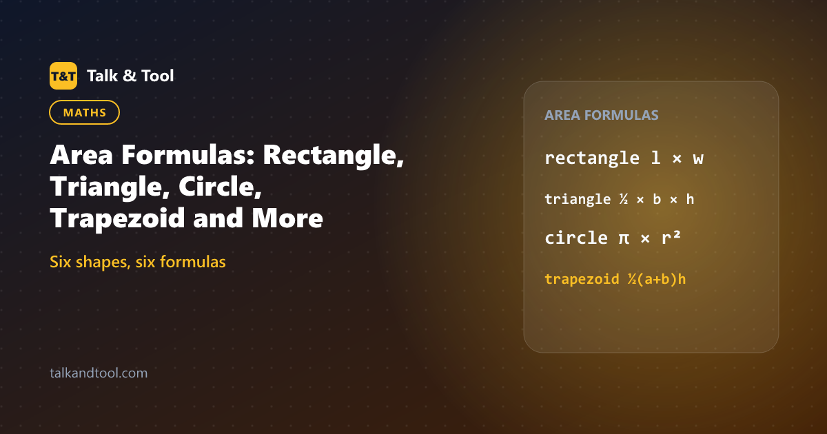 Area Formulas: Rectangle, Triangle, Circle, Trapezoid and More