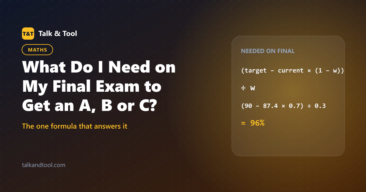 What Do I Need on My Final Exam to Get an A, B or C?